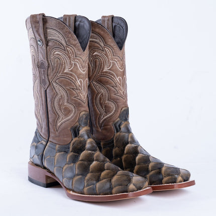 TANNER MARK MEN'S Print Monster Fish Orix & Black Cowboy Boots - Rancho Sementalvariable
