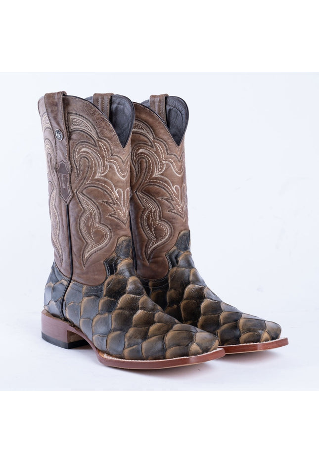 TANNER MARK MEN'S Print Monster Fish Orix & Black Cowboy Boots - Rancho Sementalvariable