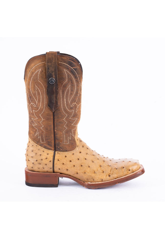 TANNER MARK MEN'S Print Ostrich MD Antique Cowboy Boots Rubber Sole - Rancho Sementalvariable