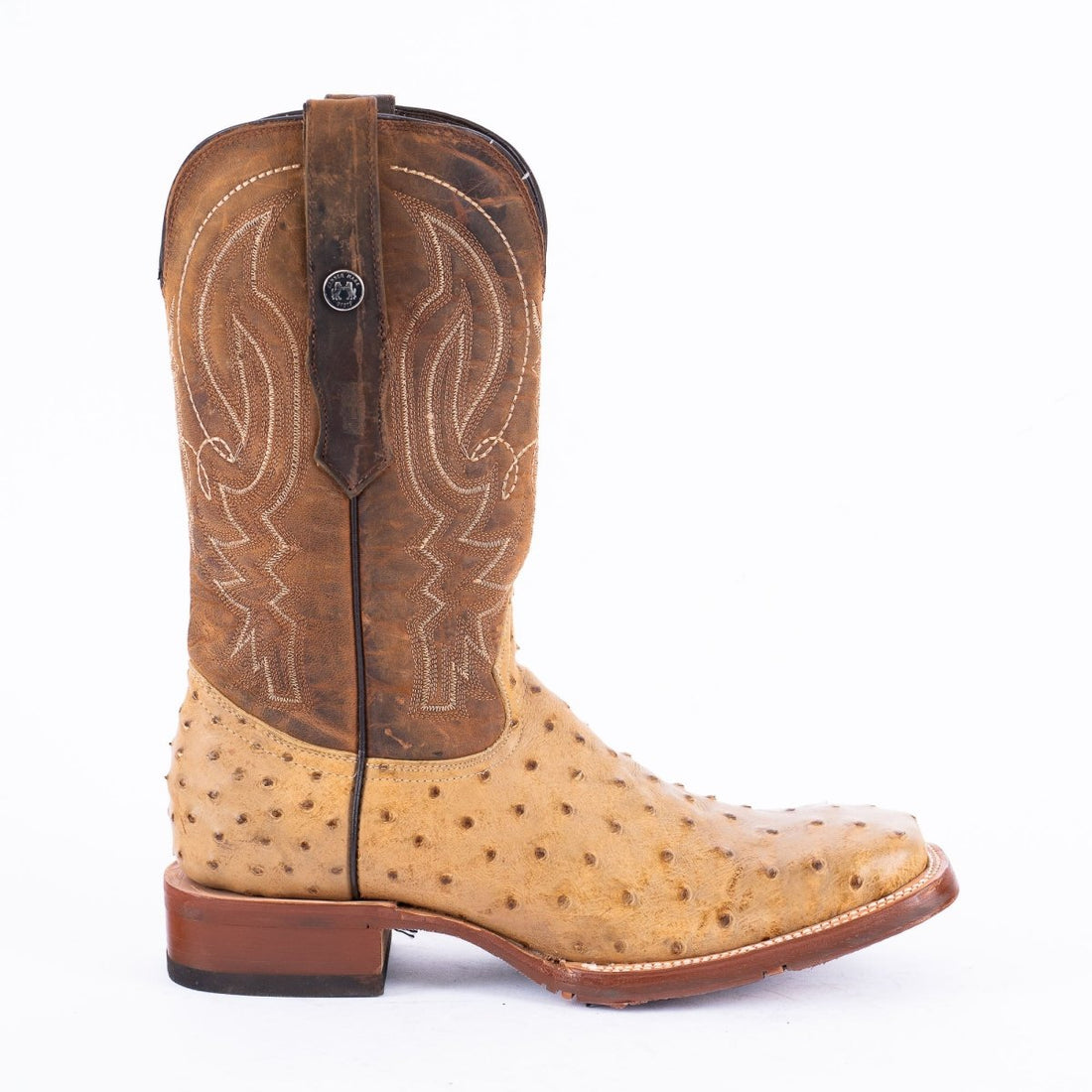 TANNER MARK MEN'S Print Ostrich MD Antique Cowboy Boots Rubber Sole - Rancho Sementalvariable