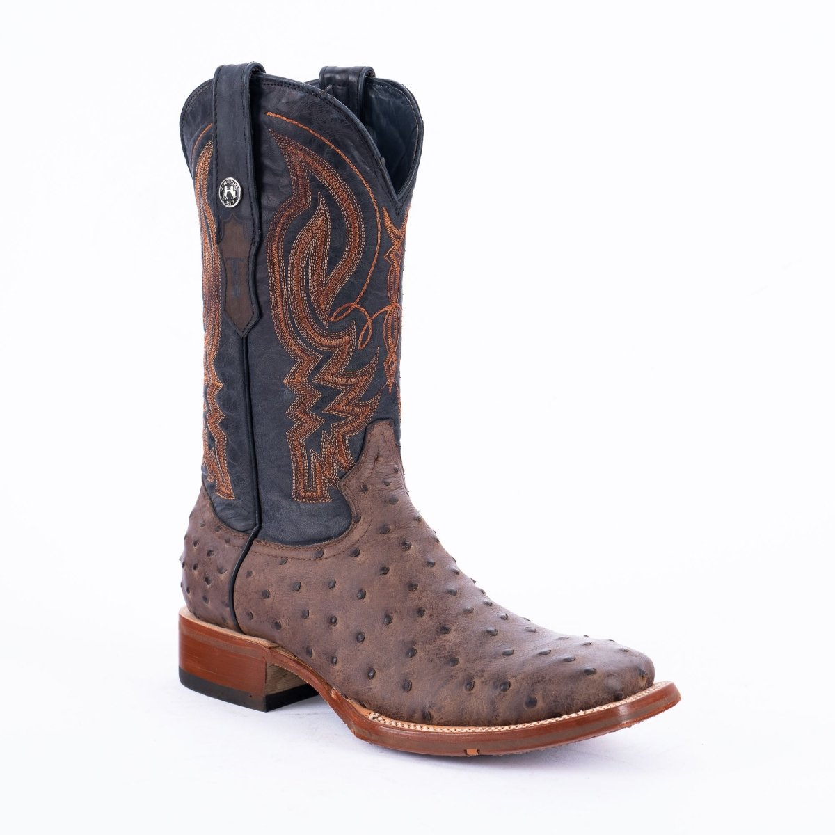 TANNER MARK MEN'S Print Ostrich MD Nicotine Cowboy Boots Rubber Sole - Rancho Sementalvariable