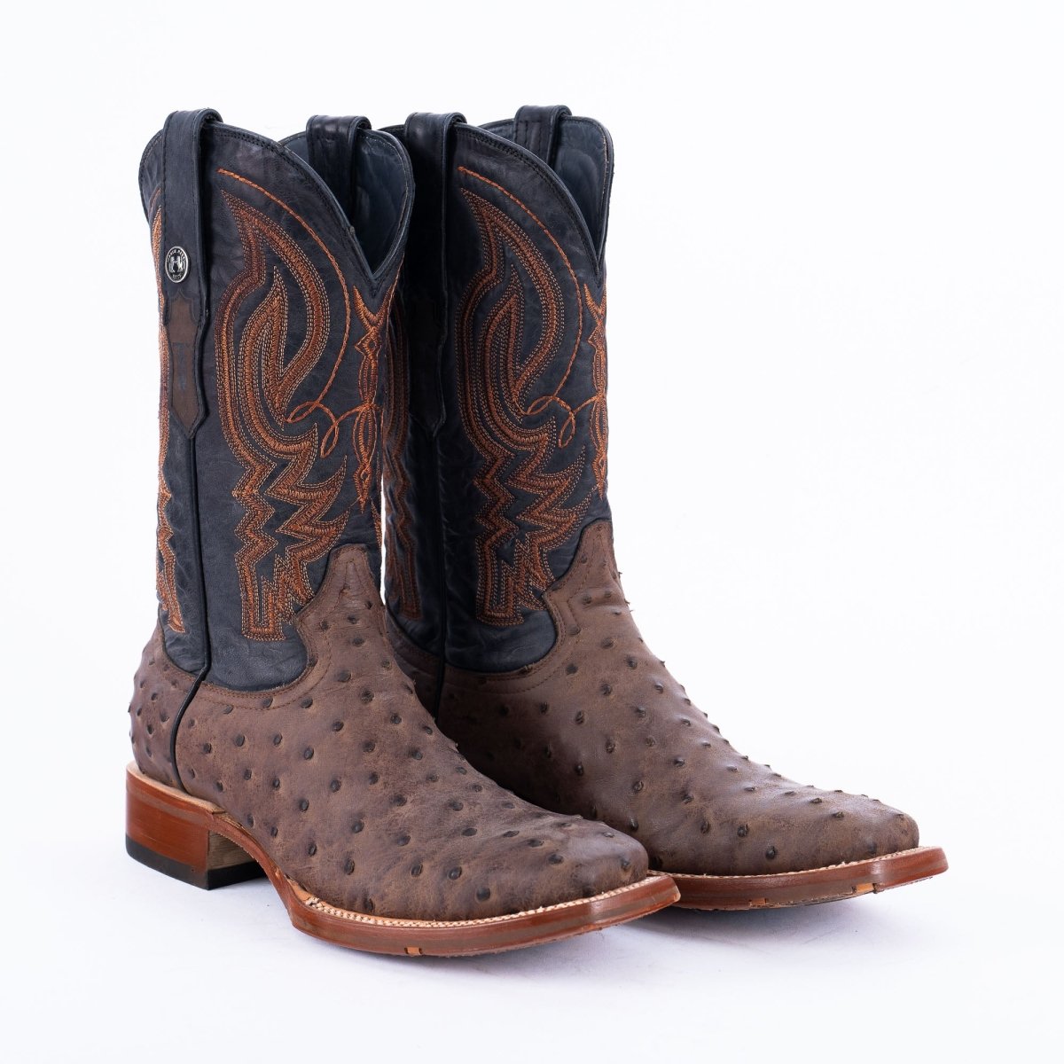 TANNER MARK MEN'S Print Ostrich MD Nicotine Cowboy Boots Rubber Sole - Rancho Sementalvariable