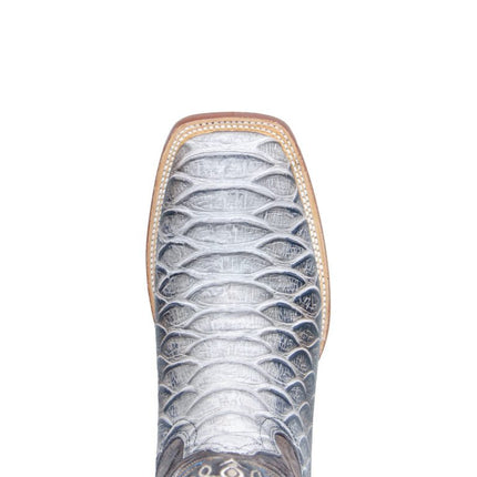 TANNER MARK MEN’S Python Jumbo Print Natural Western Boots Whit Toscana Blue Top - Rancho Sementalvariable
