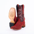 TANNER MARK MEN'S Ruff Out Red Western Cowboy Boots - Rancho Sementalvariable