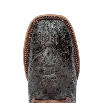 TANNER MARK WOMEN’S Barbara Hand Tool Burnished Brown Cowgirl Boots Whit Floral Embroidery Top - Rancho Sementalvariable