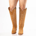 TANNER MARK WOMEN’S Camel Suede Tall Cowgirl Boots - Rancho Sementalvariable