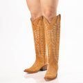 TANNER MARK WOMEN’S Camel Suede Tall Cowgirl Boots - Rancho Sementalvariable