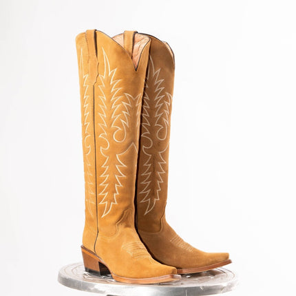 TANNER MARK WOMEN’S Camel Suede Tall Cowgirl Boots - Rancho Sementalvariable
