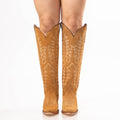 TANNER MARK WOMEN’S Camel Suede Tall Cowgirl Boots - Rancho Sementalvariable