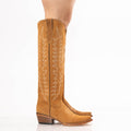 TANNER MARK WOMEN’S Camel Suede Tall Cowgirl Boots - Rancho Sementalvariable