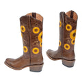 TANNER MARK WOMEN’S Cedar Park Vintage Brown Cowgirl Boots Whit Sunflower Embroidery Top - Rancho Sementalvariable