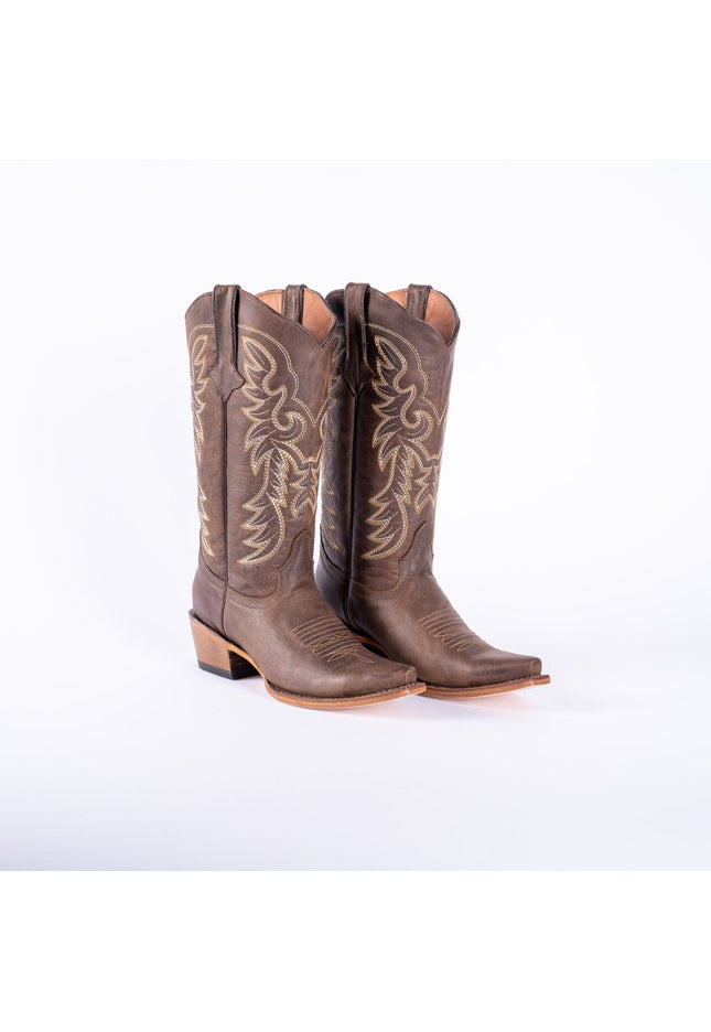 TANNER MARK WOMEN’S Classic Brown Calf Cowgirl Boots Snip toe - Rancho Sementalvariable