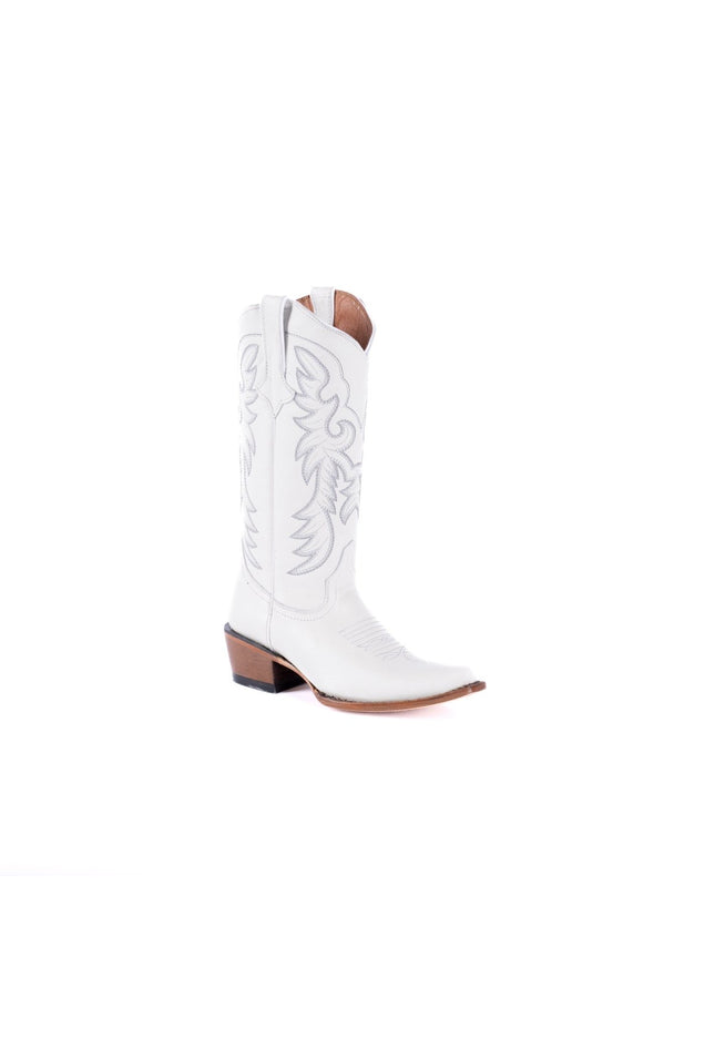 TANNER MARK WOMEN’S Classic White Calf Cowgirl Boots Snip toe - Rancho Sementalvariable