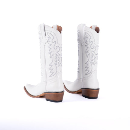 TANNER MARK WOMEN’S Classic White Calf Cowgirl Boots Snip toe - Rancho Sementalvariable