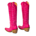 TANNER MARK WOMEN’S Crackle Hot Pink Fashion Heel Knee High Cowgirl Boots - Rancho Sementalvariable