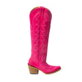 TANNER MARK WOMEN’S Crackle Hot Pink Fashion Heel Knee High Cowgirl Boots - Rancho Sementalvariable