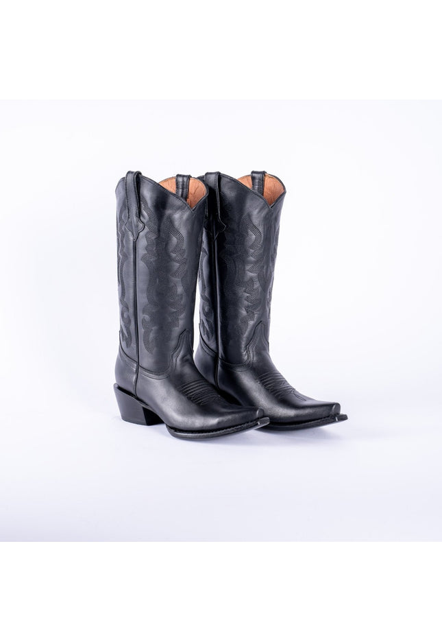 TANNER MARK WOMEN’S Dark Horse Classic Black Calf Cowgirl Boots Snip toe - Rancho Sementalvariable