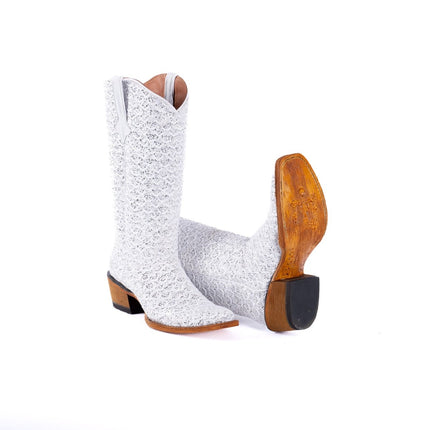TANNER MARK WOMEN’S Dragon White & Silver Complete Cowgirl Boots - Rancho Sementalvariable