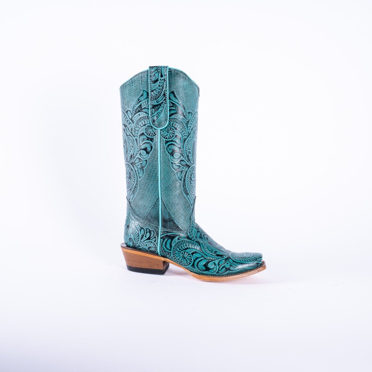 TANNER MARK WOMEN’S Handtooled Print Turquoise Cowgirl Boots - Rancho Sementalvariable