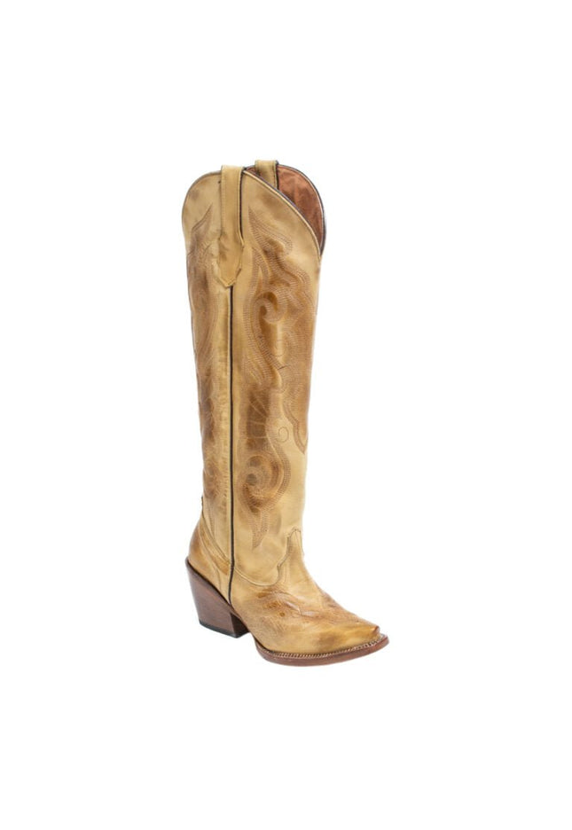 TANNER MARK WOMEN’S Hazel Burnished Sand Fashion Heel Knee High Cowgirl Boots - Rancho Sementalvariable