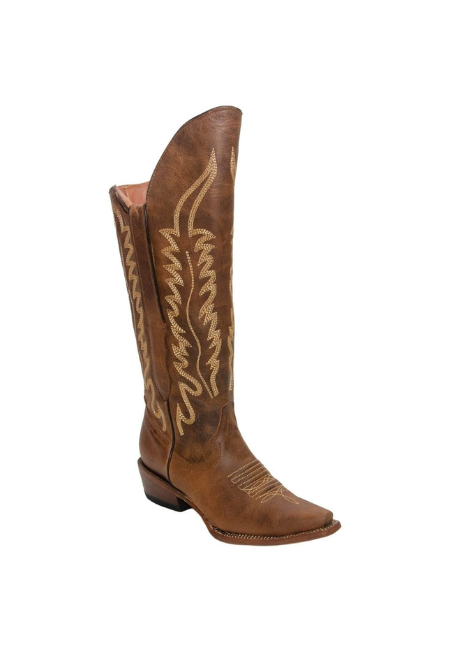 TANNER MARK WOMEN’S Kacey Pull Up Brown Zipper Knee High Cowgirl Boots - Rancho Sementalvariable