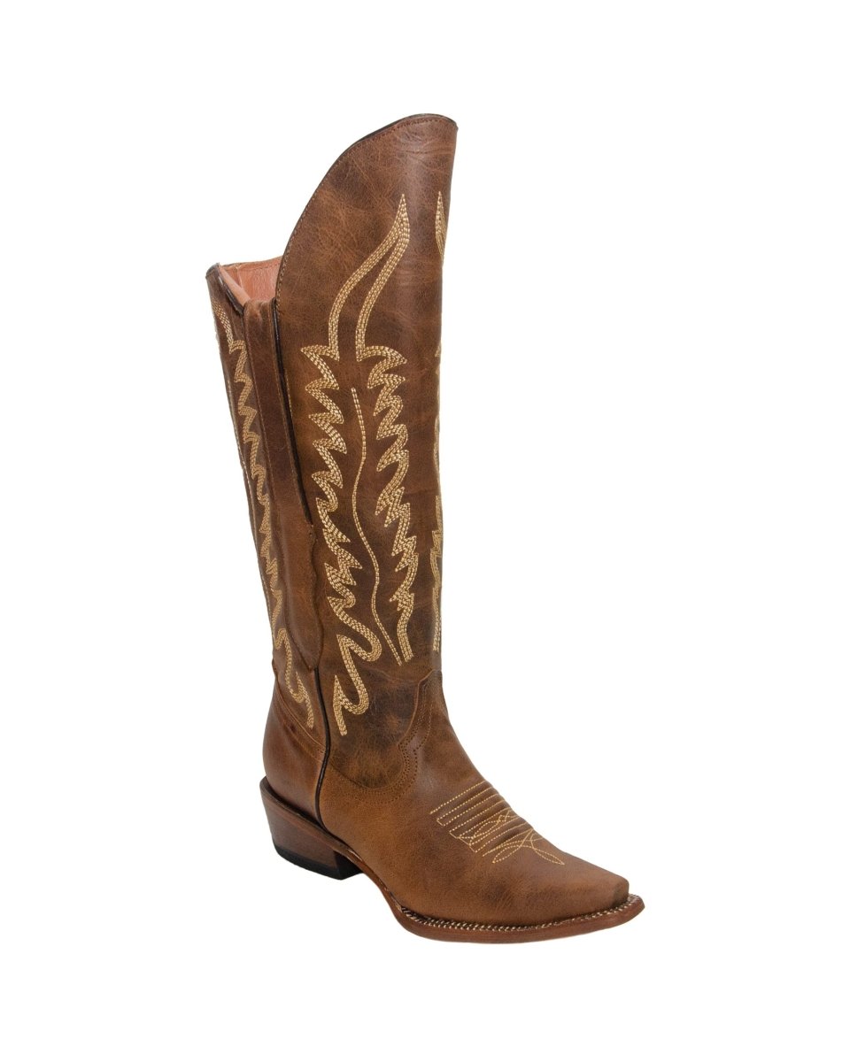 TANNER MARK WOMEN’S Kacey Pull Up Brown Zipper Knee High Cowgirl Boots - Rancho Sementalvariable