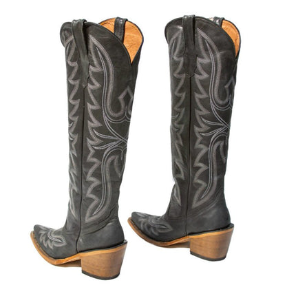 TANNER MARK WOMEN’S Oakley Crackle Black Fashion Heel Knee High Cowgirl Boots - Rancho Sementalvariable
