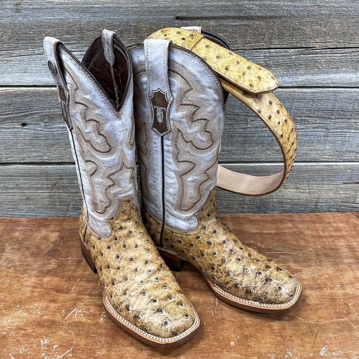 TANNER MARK WOMEN’S Ostrich Print Orix Cowgirl Boots Whit Indians Bone - Rancho Sementalvariable