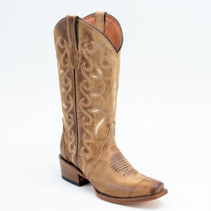 TANNER MARK WOMEN’S Round Rock Hand Tooled Orix Cowgirl Boots Whit Floral Embroidery - Rancho Sementalvariable