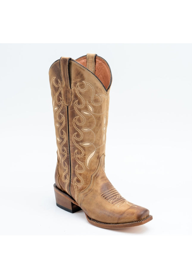 TANNER MARK WOMEN’S Round Rock Hand Tooled Orix Cowgirl Boots Whit Floral Embroidery - Rancho Sementalvariable