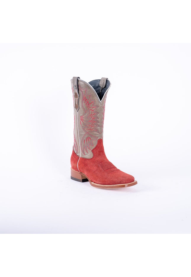 TANNER MARK WOMEN’S Ruff Out Red Cowgirl Boots With Palermo Grey Top - Rancho Sementalvariable
