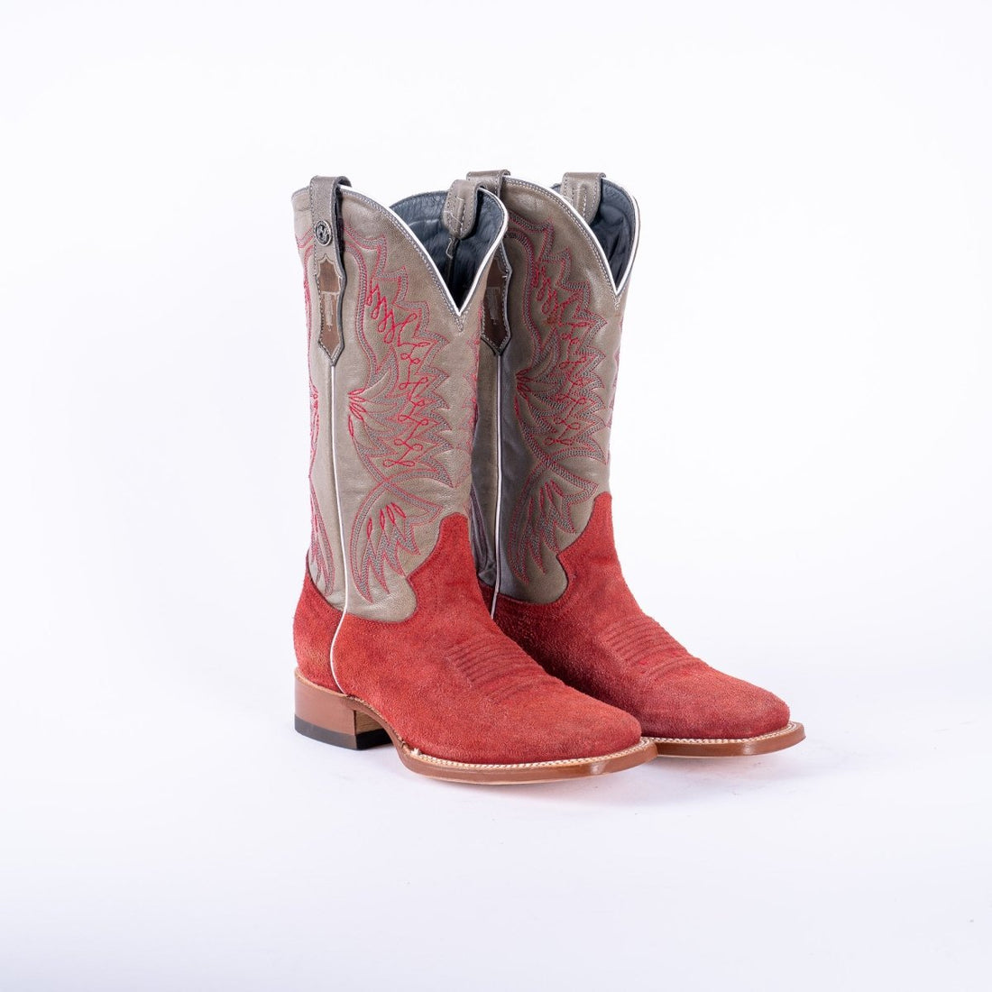 TANNER MARK WOMEN’S Ruff Out Red Cowgirl Boots With Palermo Grey Top - Rancho Sementalvariable