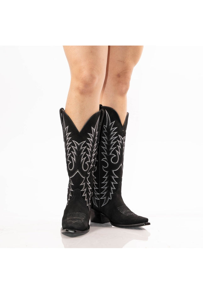 TANNER MARK WOMEN’S Triad Black Suede Cowgirl Boots - Rancho Sementalvariable
