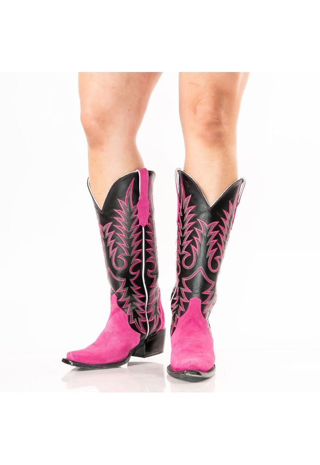 TANNER MARK WOMEN’S Triad Hot Pink Suede Cowgirl Boots - Rancho Sementalvariable