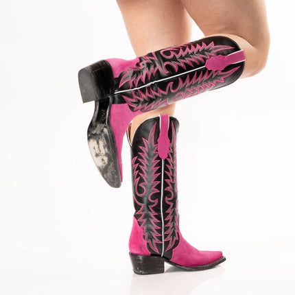 TANNER MARK WOMEN’S Triad Hot Pink Suede Cowgirl Boots - Rancho Sementalvariable