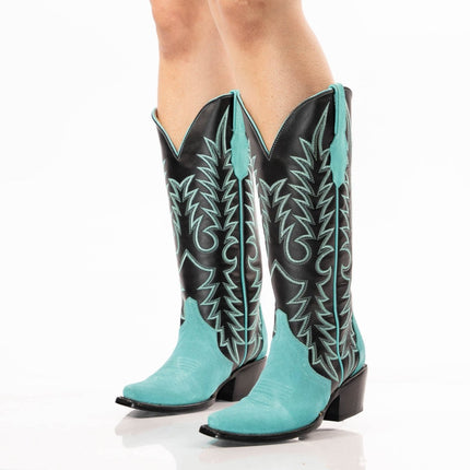 TANNER MARK WOMEN’S Triad Turquoise Suede Cowgirl Boots - Rancho Sementalvariable