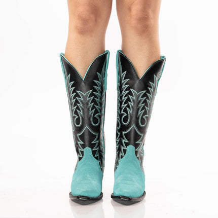 TANNER MARK WOMEN’S Triad Turquoise Suede Cowgirl Boots - Rancho Sementalvariable