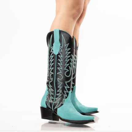 TANNER MARK WOMEN’S Triad Turquoise Suede Cowgirl Boots - Rancho Sementalvariable