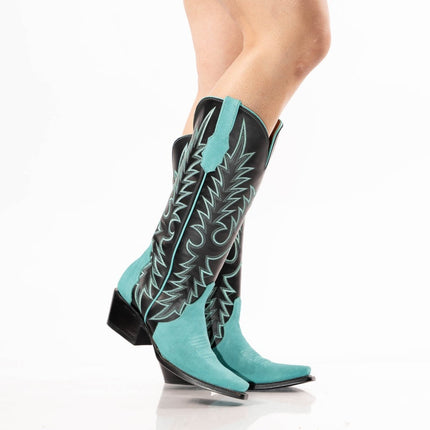 TANNER MARK WOMEN’S Triad Turquoise Suede Cowgirl Boots - Rancho Sementalvariable