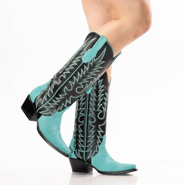 TANNER MARK WOMEN’S Triad Turquoise Suede Cowgirl Boots - Rancho Sementalvariable
