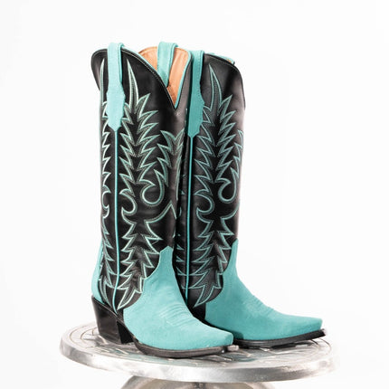 TANNER MARK WOMEN’S Triad Turquoise Suede Cowgirl Boots - Rancho Sementalvariable