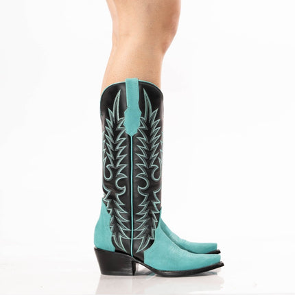 TANNER MARK WOMEN’S Triad Turquoise Suede Cowgirl Boots - Rancho Sementalvariable