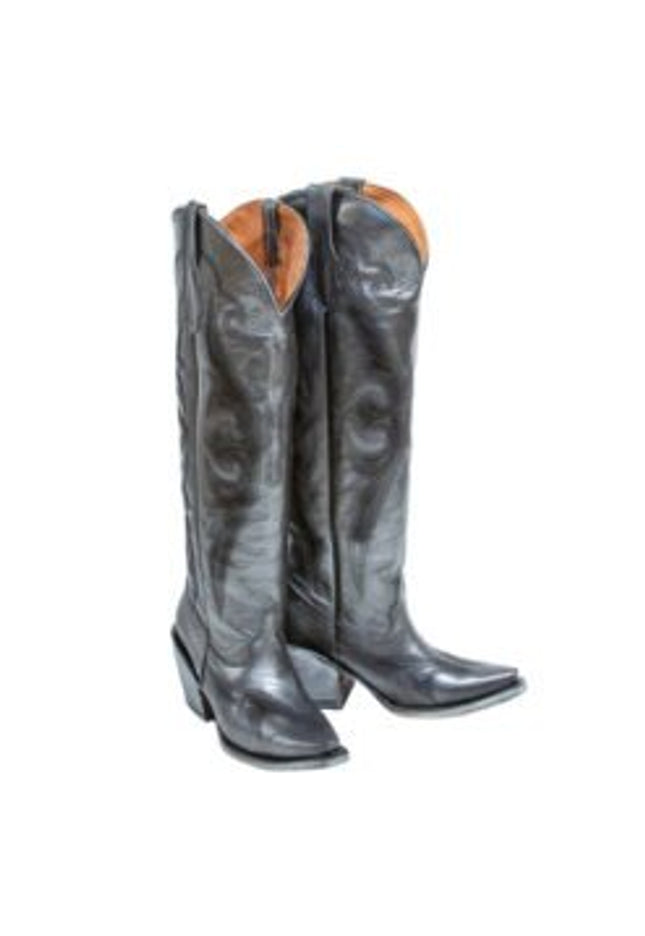 TANNER MARK WOMEN’S Twilight Burnished Gray Fashion Heel Knee High Cowgirl Boots - Rancho Sementalvariable