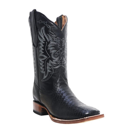 TANNER MARK YOUTH Big Jake Python Print Black Western Youth Boots Black Top - Rancho Sementalvariable