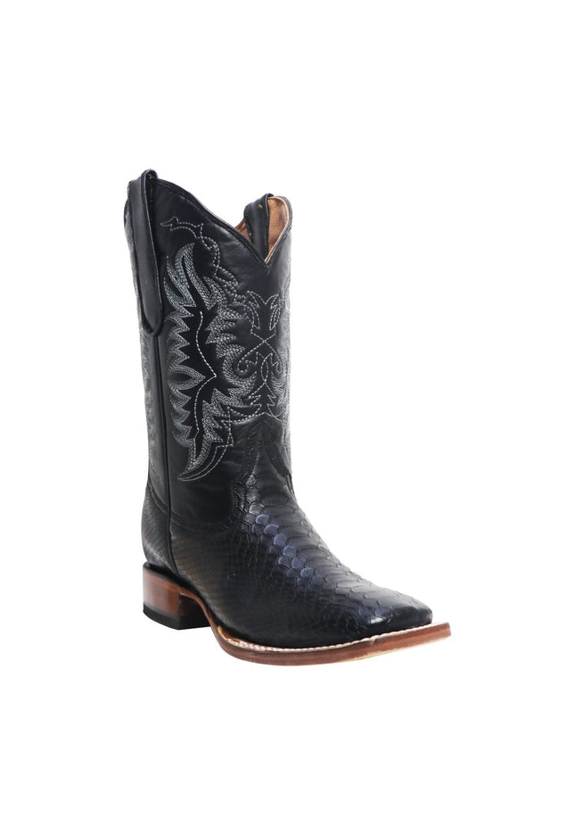 TANNER MARK YOUTH Big Jake Python Print Black Western Youth Boots Black Top - Rancho Sementalvariable