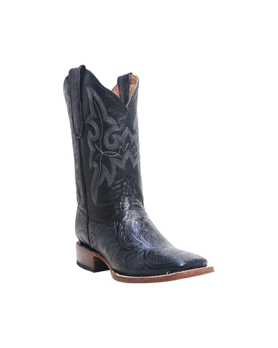 TANNER MARK YOUTH Hand Tooled Print Black Western Youth Boots Black Top - Rancho Sementalvariable