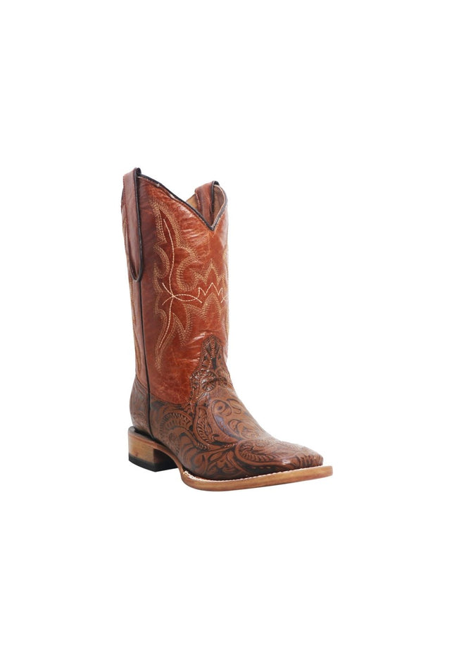 TANNER MARK YOUTH Hand Tooled Print Cognac Western Youth Boots Cognac Top - Rancho Sementalvariable