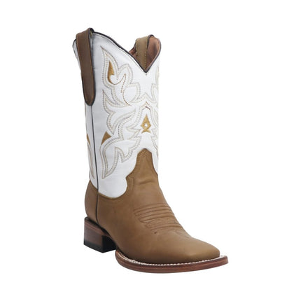 TANNER MARK YOUTH Rooster Crazy Tan Western Youth Boots Bone Top - Rancho Sementalvariable