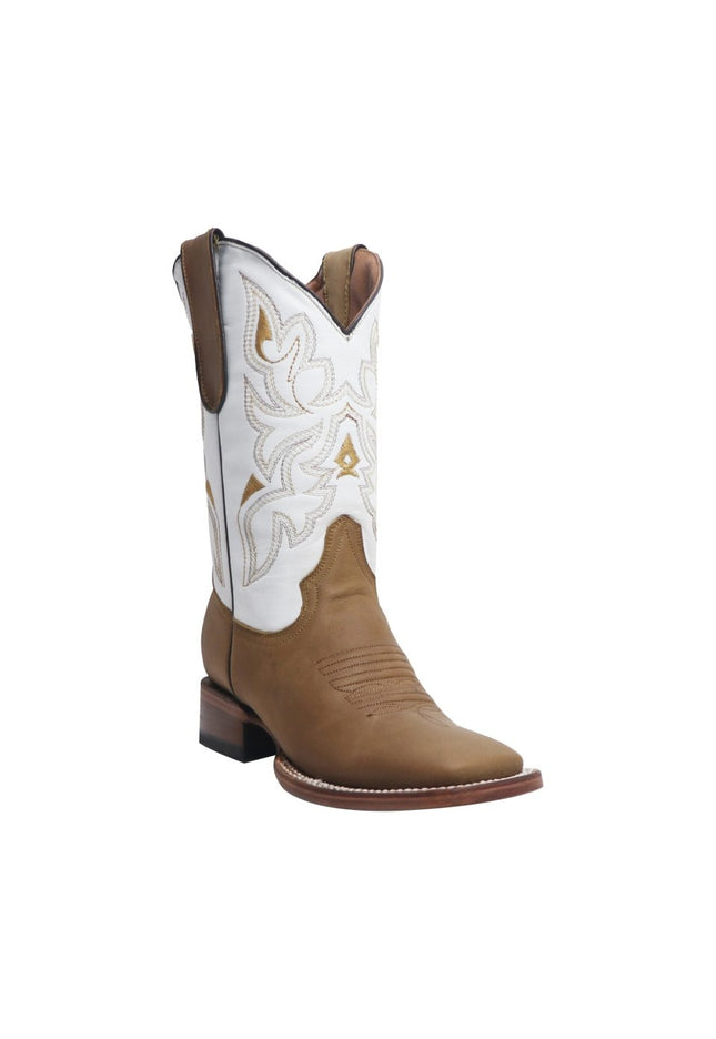TANNER MARK YOUTH Rooster Crazy Tan Western Youth Boots Bone Top - Rancho Sementalvariable