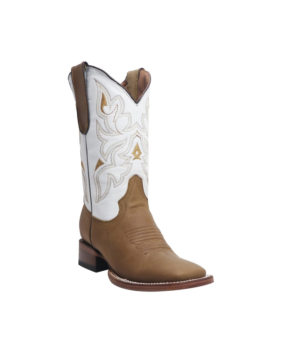 TANNER MARK YOUTH Rooster Crazy Tan Western Youth Boots Bone Top - Rancho Sementalvariable